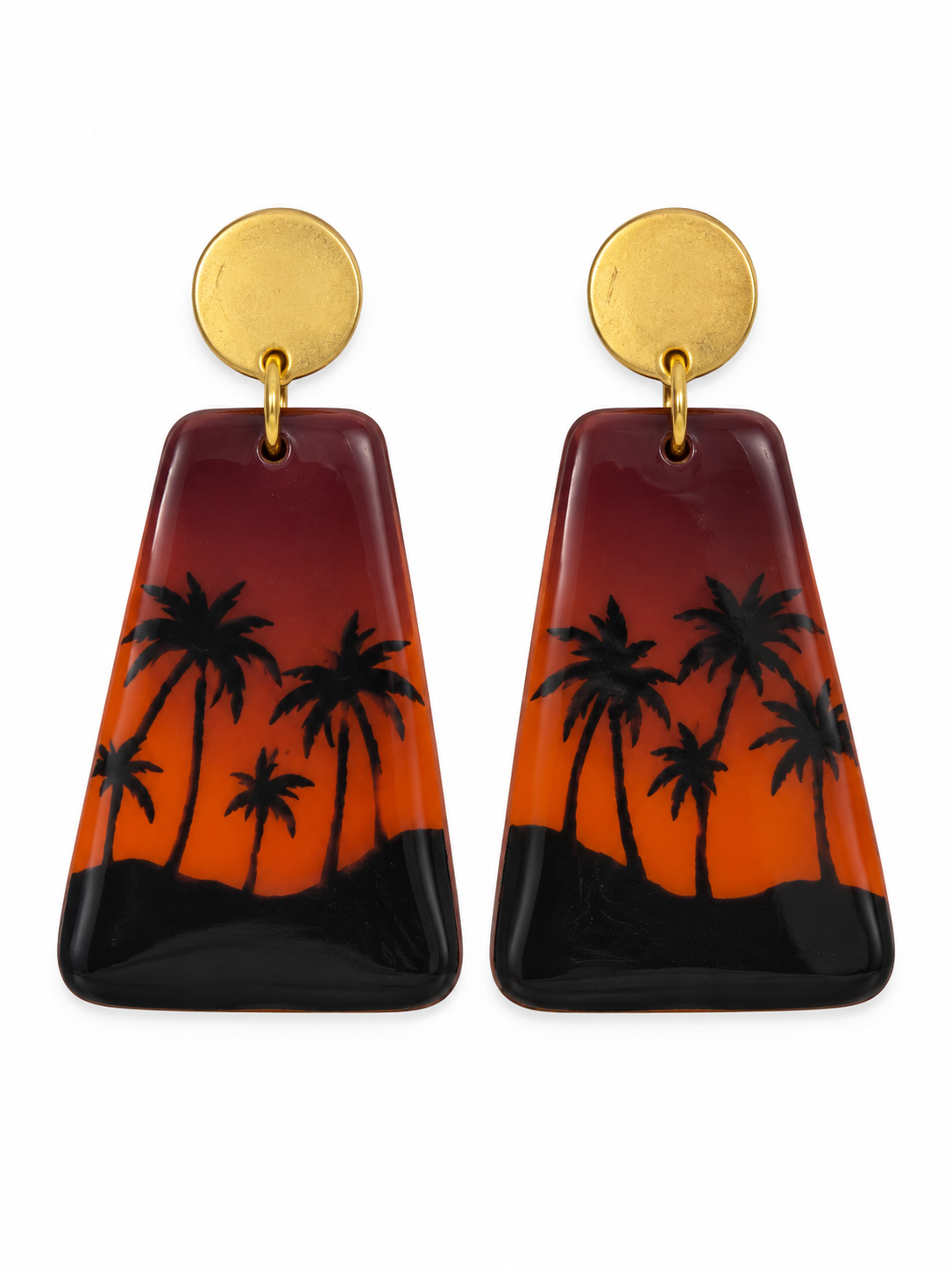 Tropical Sunset Palm Tree Earrings