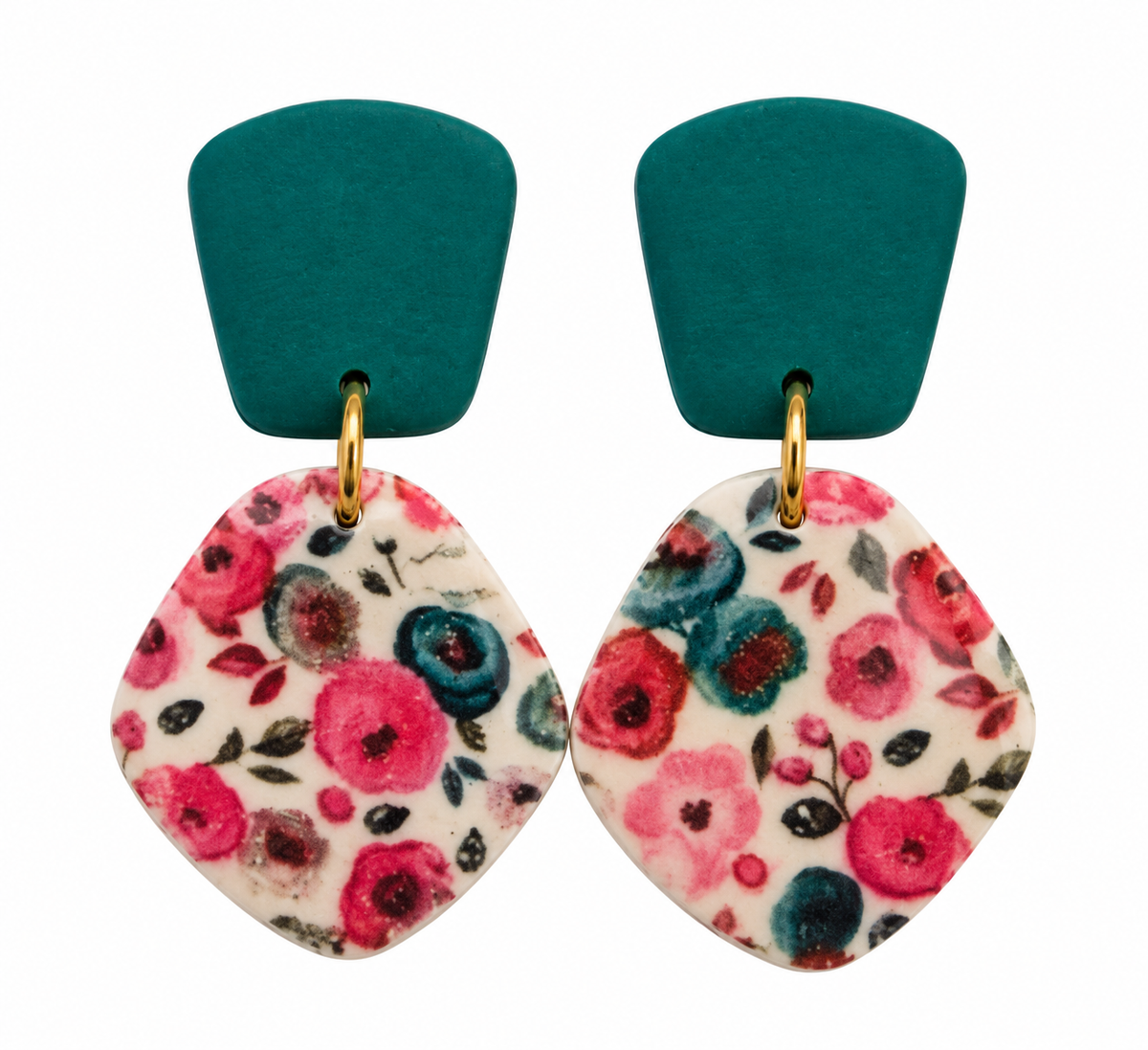Teal Garden Floral Earrings