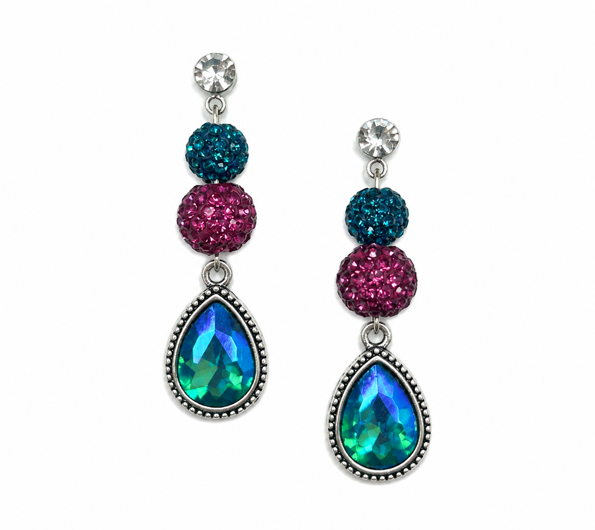 Jewel-Toned Glamour Drop Earrings