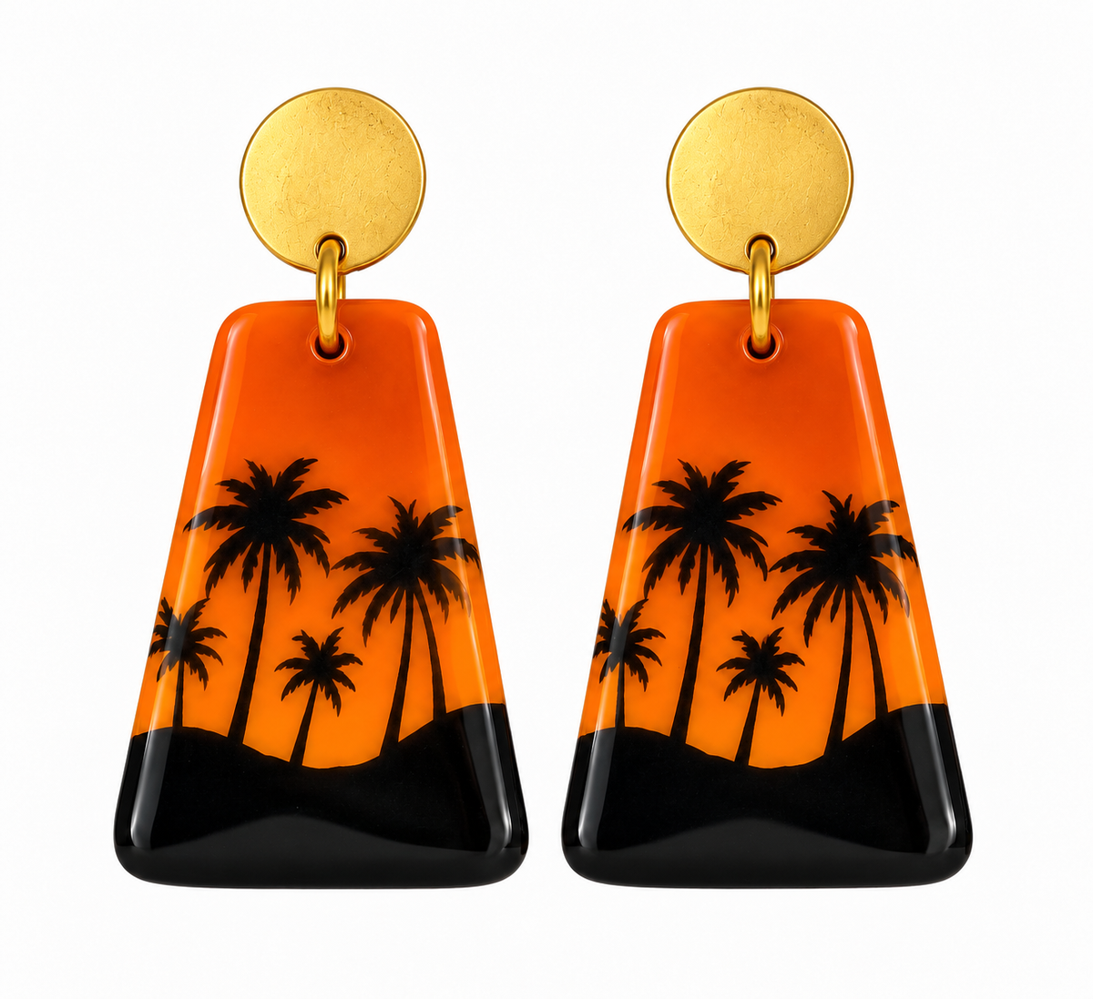 Tropical Sunset Palm Tree Earrings